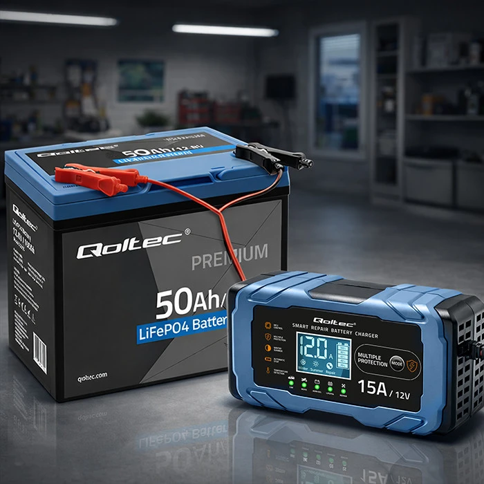 Qoltec mikroprocesorinė 12V 15A įkroviklio stotelė
