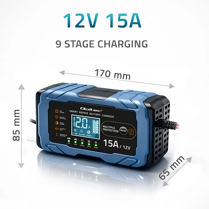 Qoltec mikroprocesorinė 12V 15A įkroviklio stotelė