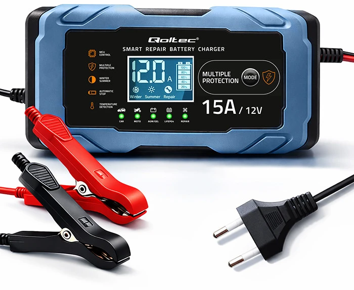 Qoltec mikroprocesorinė 12V 15A įkroviklio stotelė