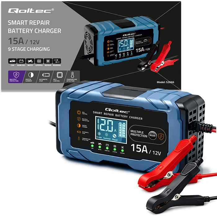 Qoltec mikroprocesorinė 12V 15A įkroviklio stotelė