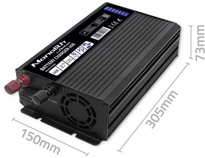 Akumuliatorius QOLTEC 51956 išmanusis „Monolith“ įkroviklis LiFePO4 AGM GEL SLA akumuliatoriams / 40A / 12V