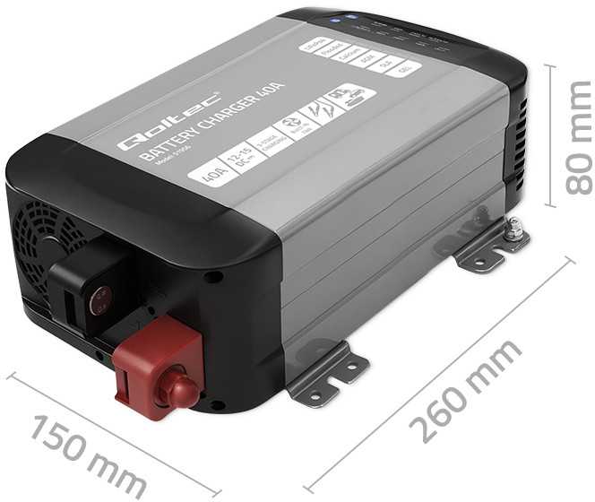 Akumuliatorius QOLTEC 51956 išmanusis „Monolith“ įkroviklis LiFePO4 AGM GEL SLA akumuliatoriams / 40A / 12V