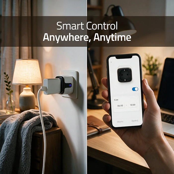 Qoltec Inteligentne gniazdko Wi-Fi 16A | Timer | Watomierz | Tuya | Smart Life | Amazon Alexa | Google assistant