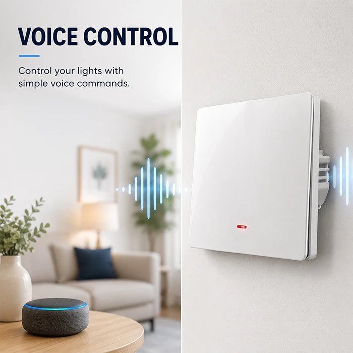 Qoltec Inteligentny 1-kanałowy jungiklis wyłacznik światła | Wi-Fi | Timer | Tuya | Smart life | Baltas