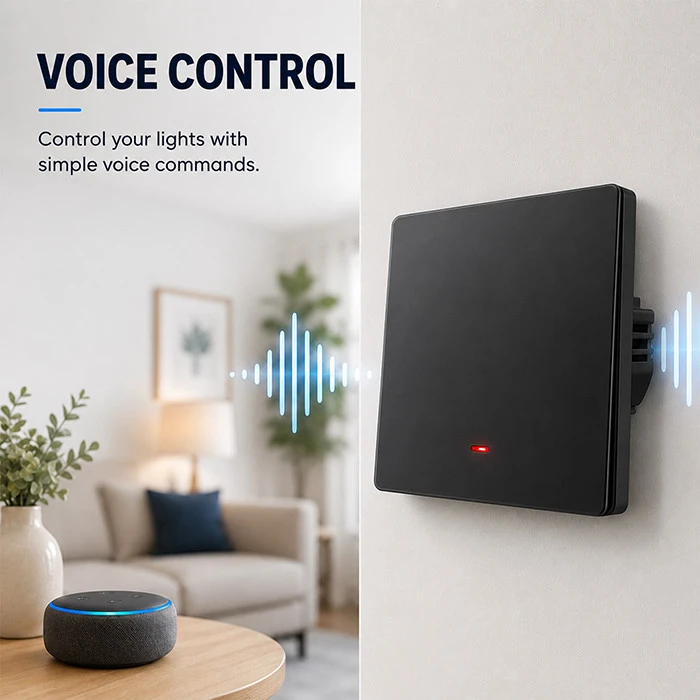Qoltec Inteligentny 1-kanałowy jungiklis wyłącznik światła | Wi-Fi | Timer | Tuya | Smart life | Juodas