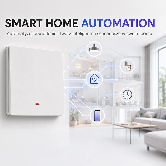 Qoltec Inteligentny 1-kanałowy jungiklis wyłacznik światła | Wi-Fi | Timer | Tuya | Smart life | Baltas