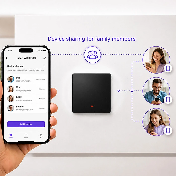 Qoltec Inteligentny 1-kanałowy jungiklis wyłącznik światła | Wi-Fi | Timer | Tuya | Smart life | Juodas