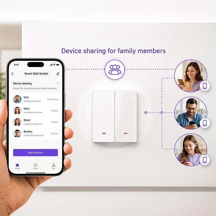 Qoltec Inteligentny 2-kanałowy jungiklis wyłacznik światła | Wi-Fi |Timer| Tuya | Smart life | Baltas