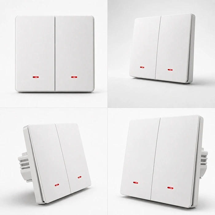 Qoltec Inteligentny 2-kanałowy jungiklis wyłacznik światła | Wi-Fi |Timer| Tuya | Smart life | Baltas