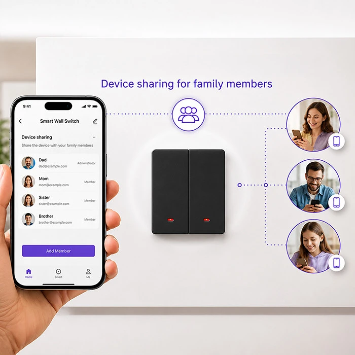 Qoltec Inteligentny 2-kanałowy jungiklis wyłącznik światła | Wi-Fi | Timer | Tuya | Smart life | Juodas