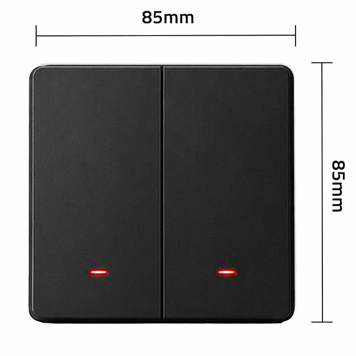 Qoltec Inteligentny 2-kanałowy jungiklis wyłącznik światła | Wi-Fi | Timer | Tuya | Smart life | Juodas