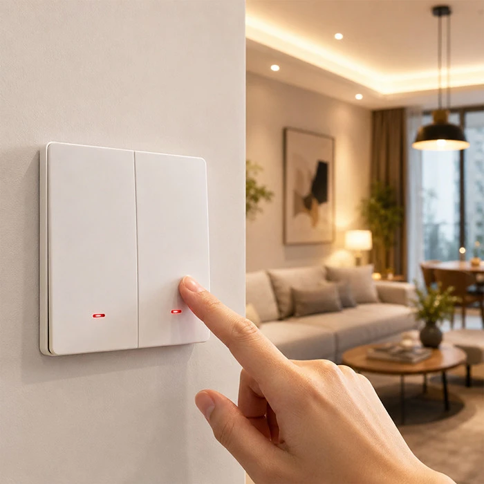 Qoltec Inteligentny 2-kanałowy jungiklis wyłacznik światła | Wi-Fi |Timer| Tuya | Smart life | Baltas