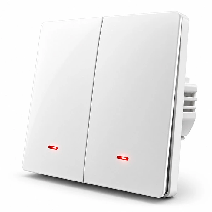 Qoltec Inteligentny 2-kanałowy jungiklis wyłacznik światła | Wi-Fi |Timer| Tuya | Smart life | Baltas