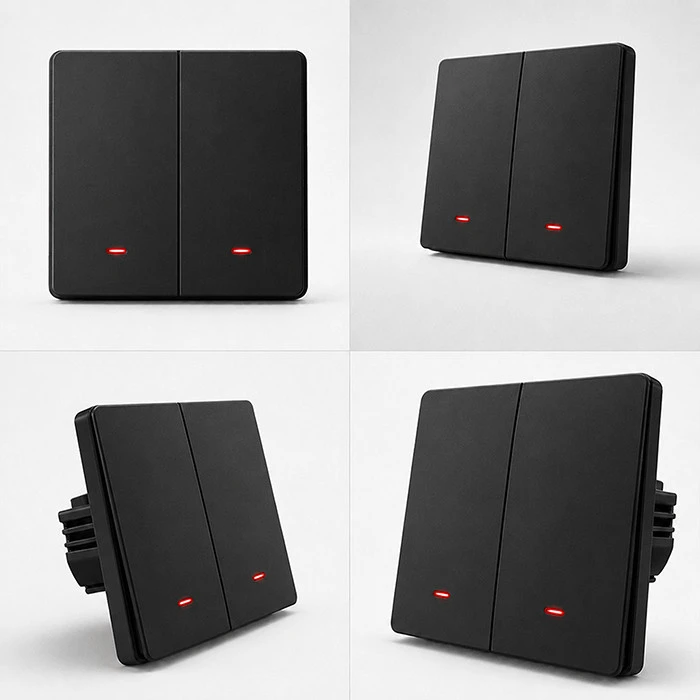 Qoltec Inteligentny 2-kanałowy jungiklis wyłącznik światła | Wi-Fi | Timer | Tuya | Smart life | Juodas