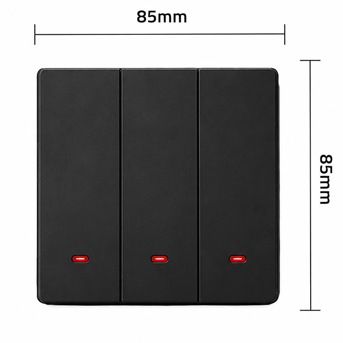 Qoltec Inteligentny 3-kanałowy jungiklis wyłącznik światła | Wi-Fi | Timer | Tuya | Smart life | Juodas