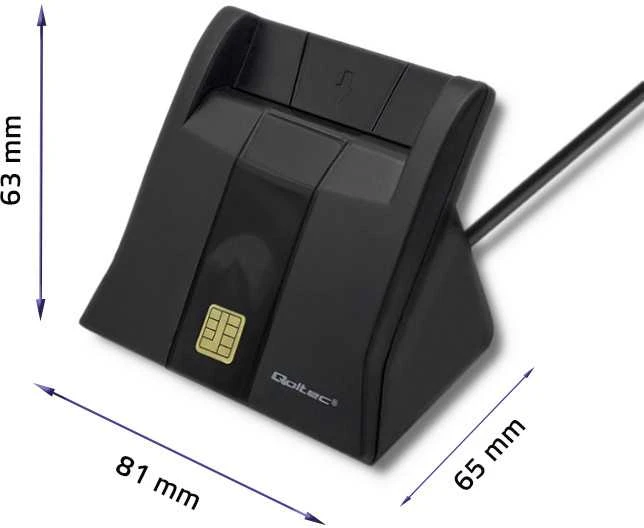 QOLTEC Smart chip ID kortelių skaitytuvas USB 2.0 Plug&Play vertikalus