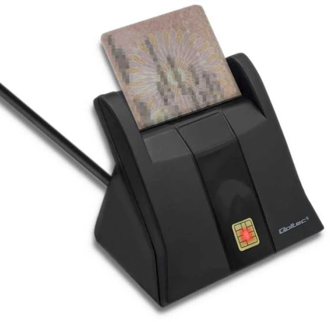 QOLTEC Smart chip ID kortelių skaitytuvas USB 2.0 Plug&Play vertikalus