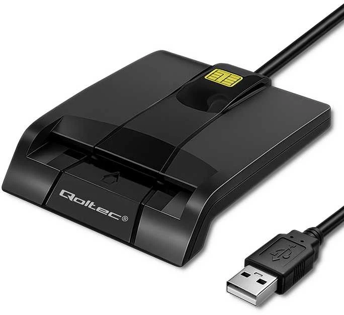 QOLTEC 50634 Išmanusis Smart ID lustinių kortelių skaitytuvas SCR0634 USB Type C