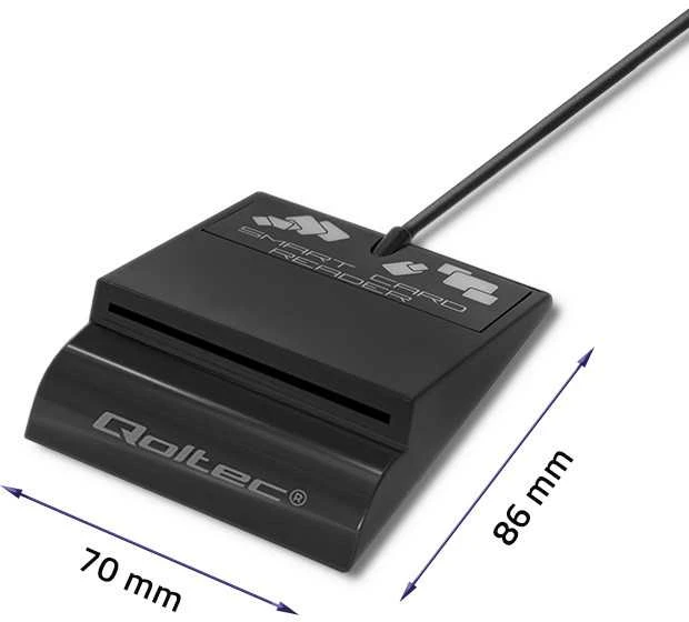 QOLTEC 50636 Intelligent Smart ID lustinių kortelių skaitytuvas SCR0636 USB tipo C