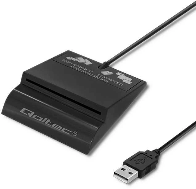 QOLTEC 50636 Intelligent Smart ID lustinių kortelių skaitytuvas SCR0636 USB tipo C