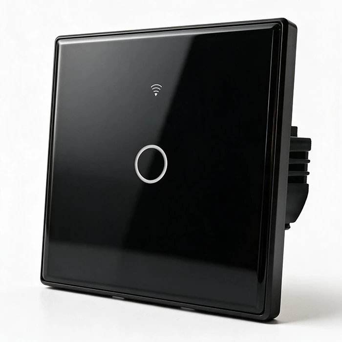 Qoltec Inteligentny dotykowy 1-kanałowy jungiklis wyłącznik światła | Wi-Fi | Timer | Tuya | Smart life | Hartowane szkło | Juodas