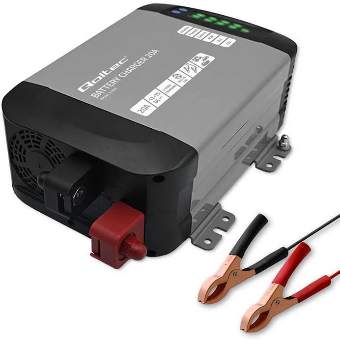 QOLTEC 51959 Smart Monolith įkroviklis LiFePO4 AGM GEL SLA akumuliatoriams / 20A / 12V