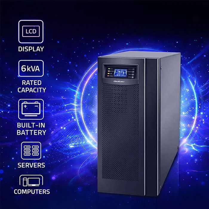 QOLTEC 53982 UPS / On-line / Pure Sine Wave / 6kVA / 4,8kW / LCD / USB