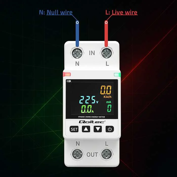 „Qoltec“ vienfazis elektroninis vatmetras | Energijos suvartojimo matuoklis | DIN35 | Nuotolinio valdymo pultas | Matavimų istorija | „Wi-Fi“ | TUYA | Išmanusis gyvenimas