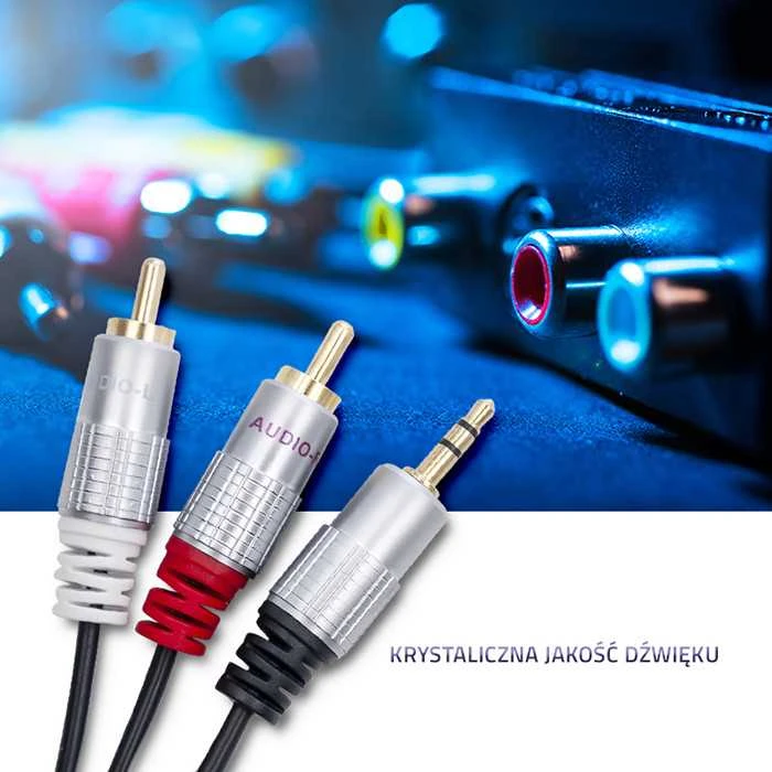 QOLTEC 52341 Kabelis 2xRCA Mini Jack 3,5mm vyriškas 2m Juodas