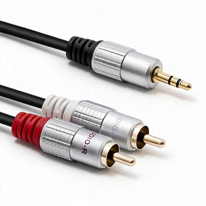 QOLTEC 52341 Kabelis 2xRCA Mini Jack 3,5mm vyriškas 2m Juodas