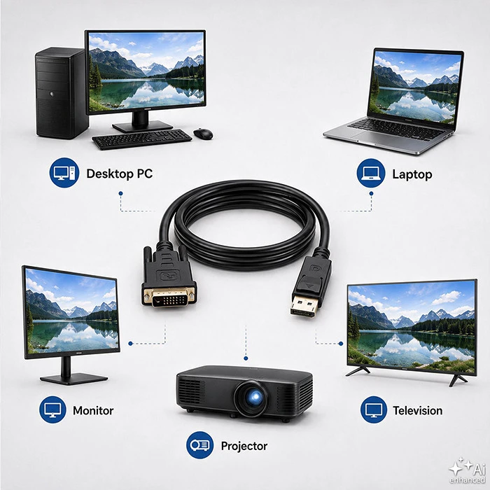 QOLTEC 50364 DisplayPort Cable DVI 24+1 male 1,8m