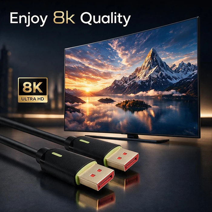 Qoltec Kabelis DisplayPort v2.1 męski | DisplayPort v2.1 męski | 8K | 80G | 0.5m