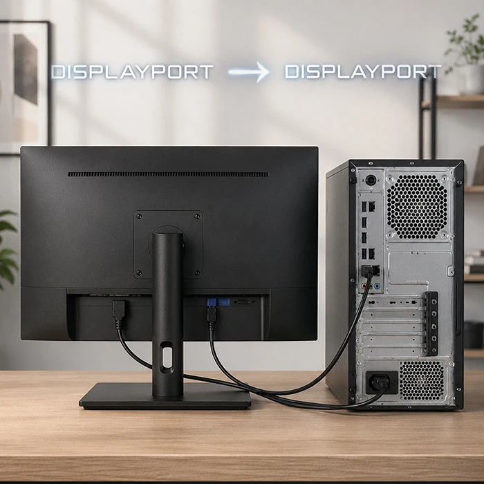 Qoltec Kabelis DisplayPort v2.1 męski | DisplayPort v2.1 męski | 8K | 40G | 0.5m