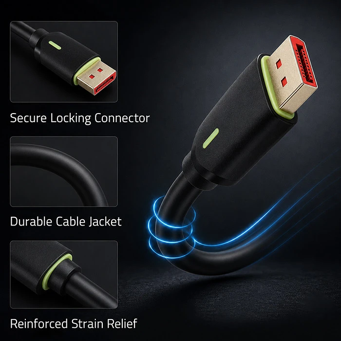 Qoltec Kabelis DisplayPort v2.1 męski | DisplayPort v2.1 męski | 8K | 80G | 1.5m