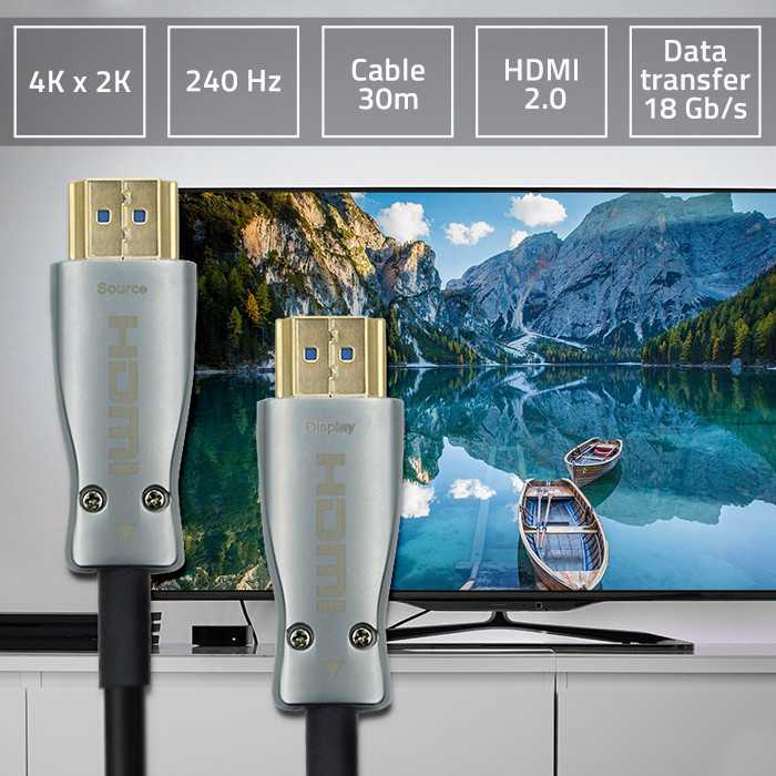 Qoltec HDMI 2.0 kabelis A vyr. – A vyr., 30 m