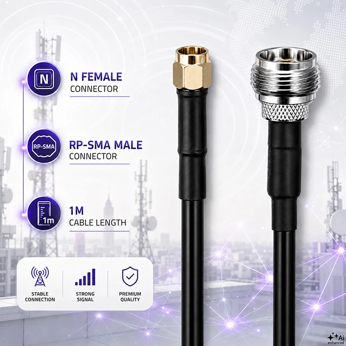 QOLTEC 57030 RG58 bendraašis kabelis N, RP-SMA kištukas, 1 m
