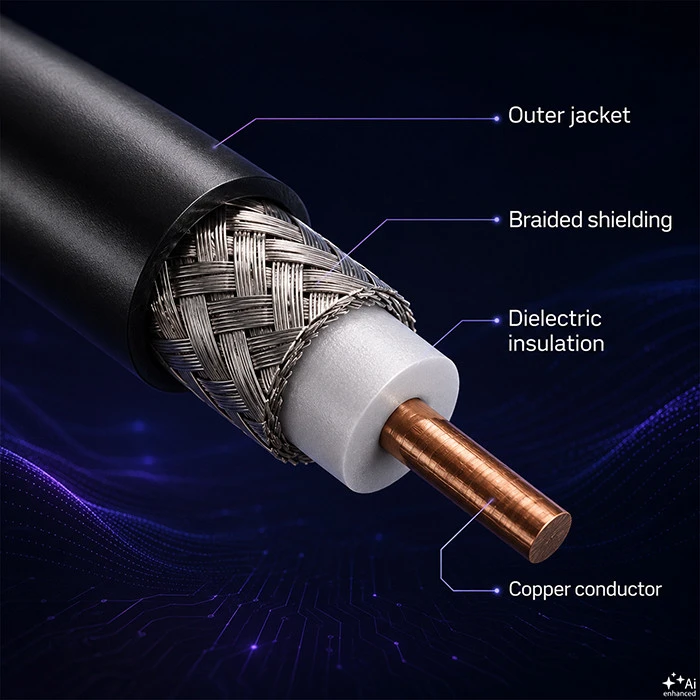 QOLTEC 57030 RG58 bendraašis kabelis N, RP-SMA kištukas, 1 m