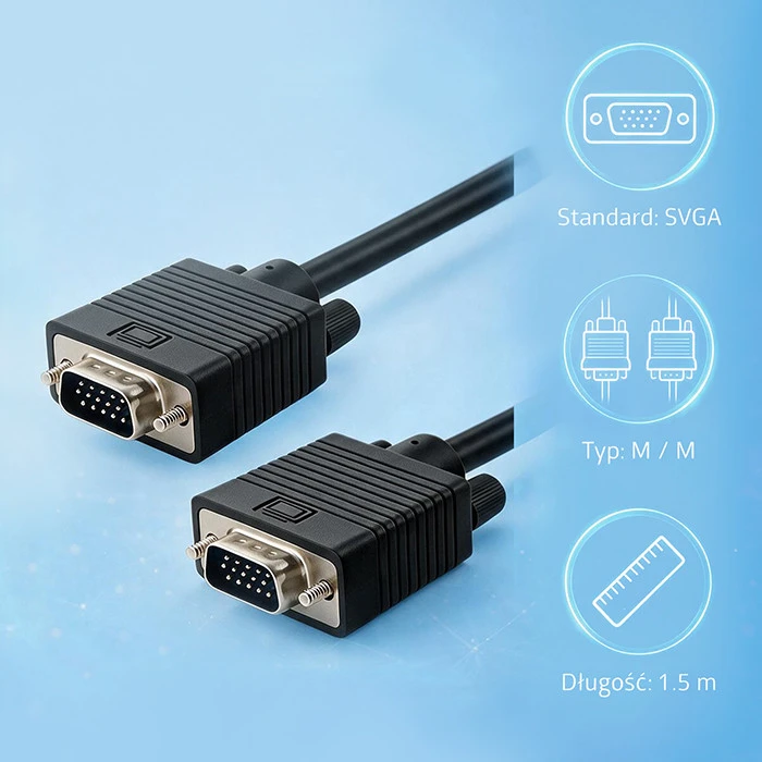 Qoltec XGA monitoriaus jungiamasis kabelis 2x M | M | 1.5m