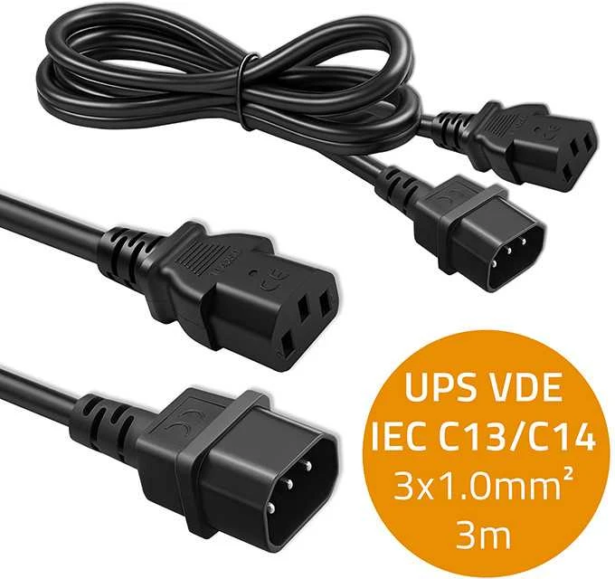 QOLTEC 53898 Qoltec kintamosios srovės maitinimo kabelis UPS C13/C14 3m