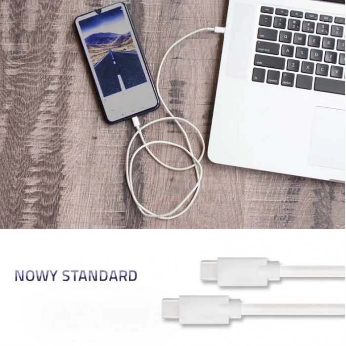 QOLTEC 52344 USB 2.0 kabelis C tipo kištukas USB 2.0 C tipo kištukas 1,4 m Baltas