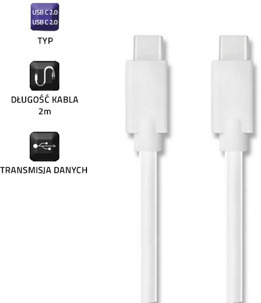 QOLTEC 52346 USB 2.0 kabelis C tipo kištukas USB 2.0 C tipo kištukas 2m Baltas