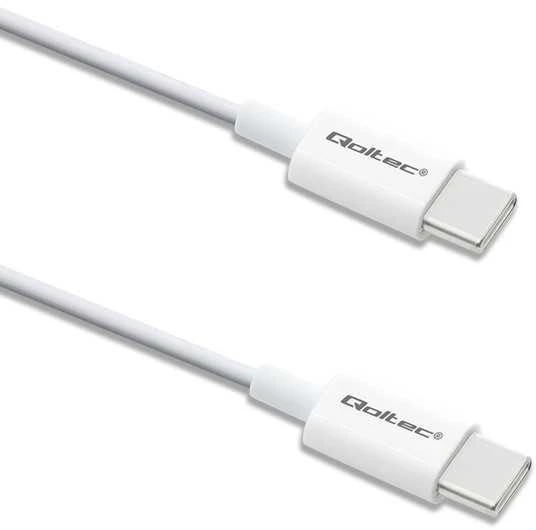 QOLTEC 52360 USB 2.0 Type C Kabelis USB 2.0 Type C 60W QC 3.0 PD 1.5m Baltas