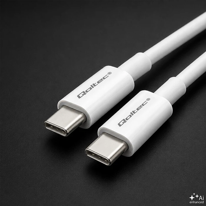 QOLTEC 52359 USB 2.0 tipo C kabelis USB 2.0 tipas C 60W QC 3.0 PD 1m Baltas