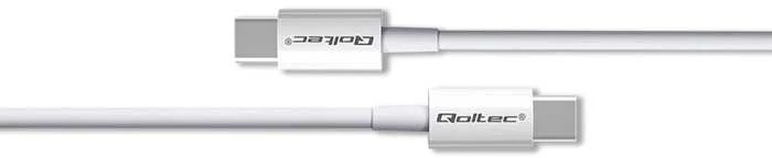 QOLTEC 52359 USB 2.0 tipo C kabelis USB 2.0 tipas C 60W QC 3.0 PD 1m Baltas