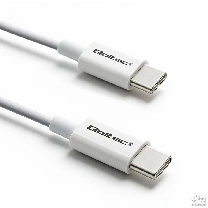 QOLTEC 52360 USB 2.0 Type C Kabelis USB 2.0 Type C 60W QC 3.0 PD 1.5m Baltas