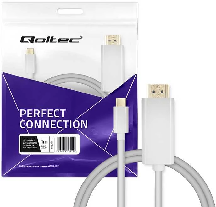 QOLTEC 50414 Qoltec DisplayPort alternatyvus režimas USB 3.1 CM / HDMI AM 4Kx2K 1m