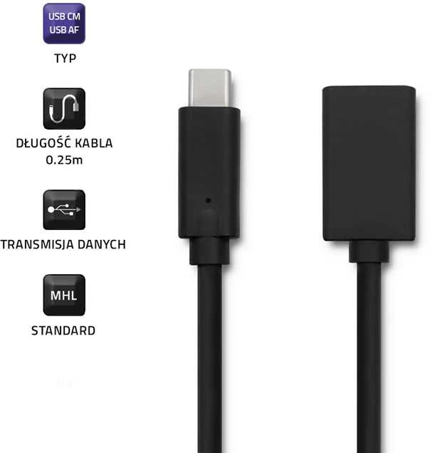 „Qoltec“ USB 3.1 C tipo vir. – USB 3.0 A tipo judesio kabelis, 0,25 m