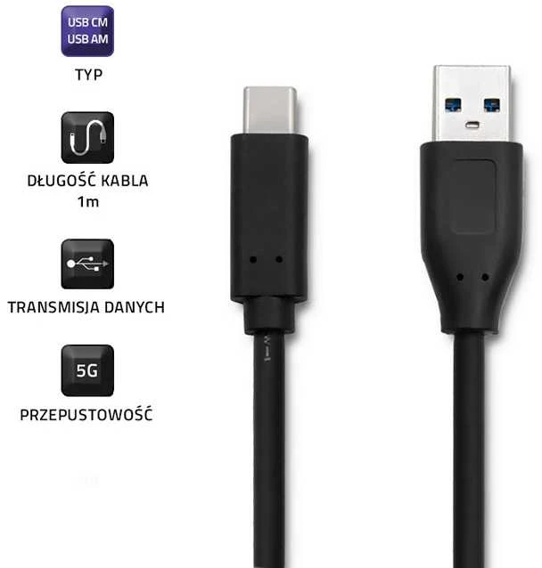QOLTEC 50500 Qoltec Cable USB 3.1 tipo C kištukas USB 3.0 A kištukas 1m