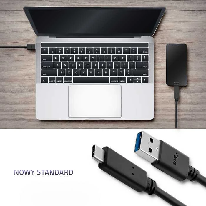 QOLTEC 50363 USB 3.1 type C male cable USB 3.0 A male 1.8m Juodas