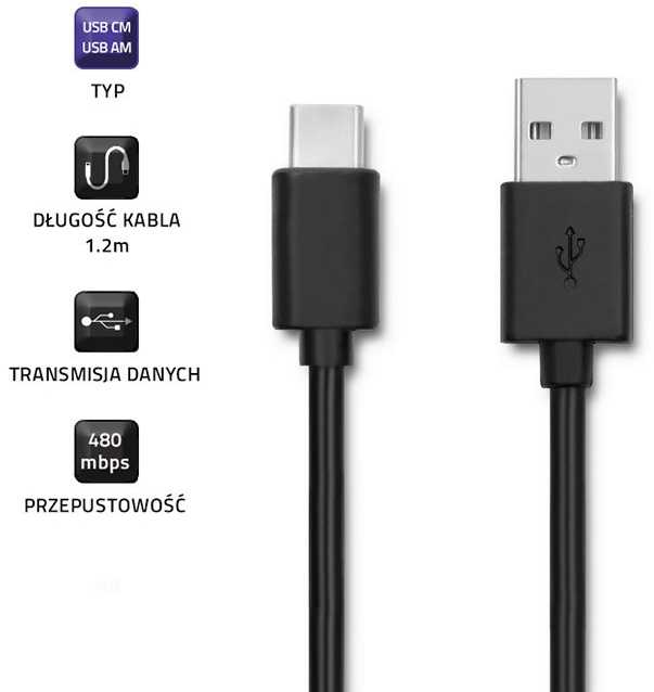 QOLTEC 50488 Qoltec Cable USB 3.1 tipo C kištukas USB 2.0 A kištukas 1,2 m